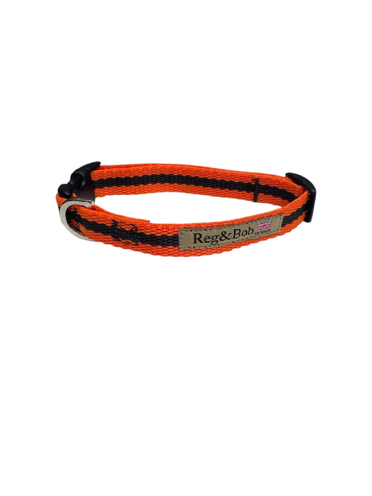 Dog Collar In Orange And Brown Stripe - 4 sizes - Image 4