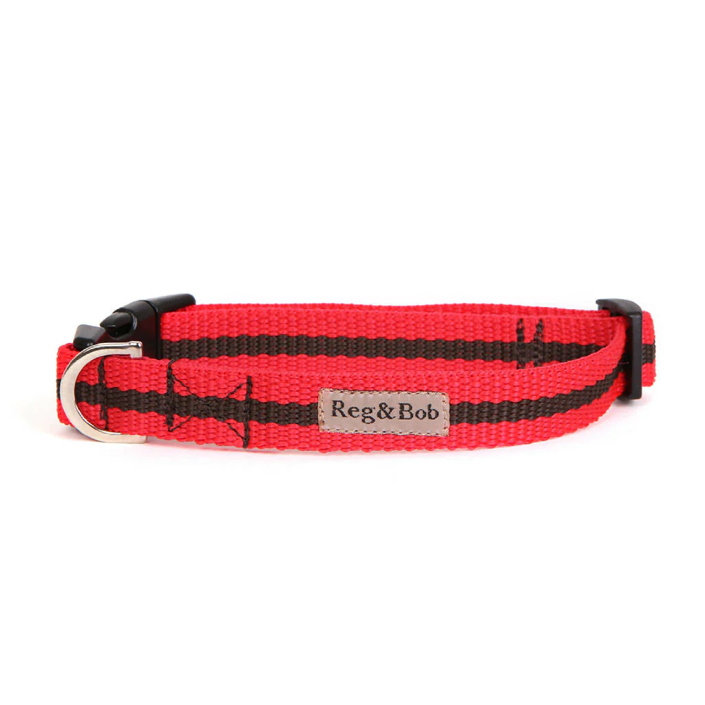Dog Collar In Red And Brown Stripe - 4 sizes - Image 4