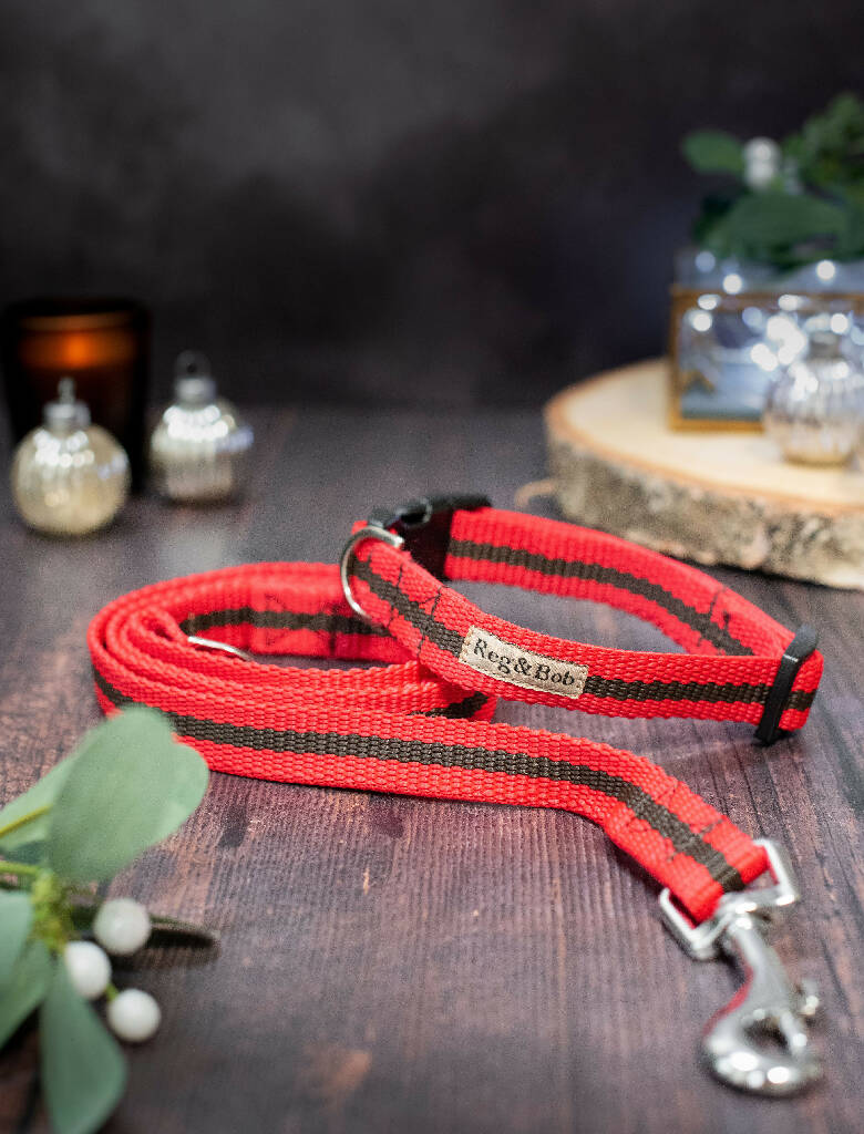Dog Collar In Red And Brown Stripe - 4 sizes - Image 5