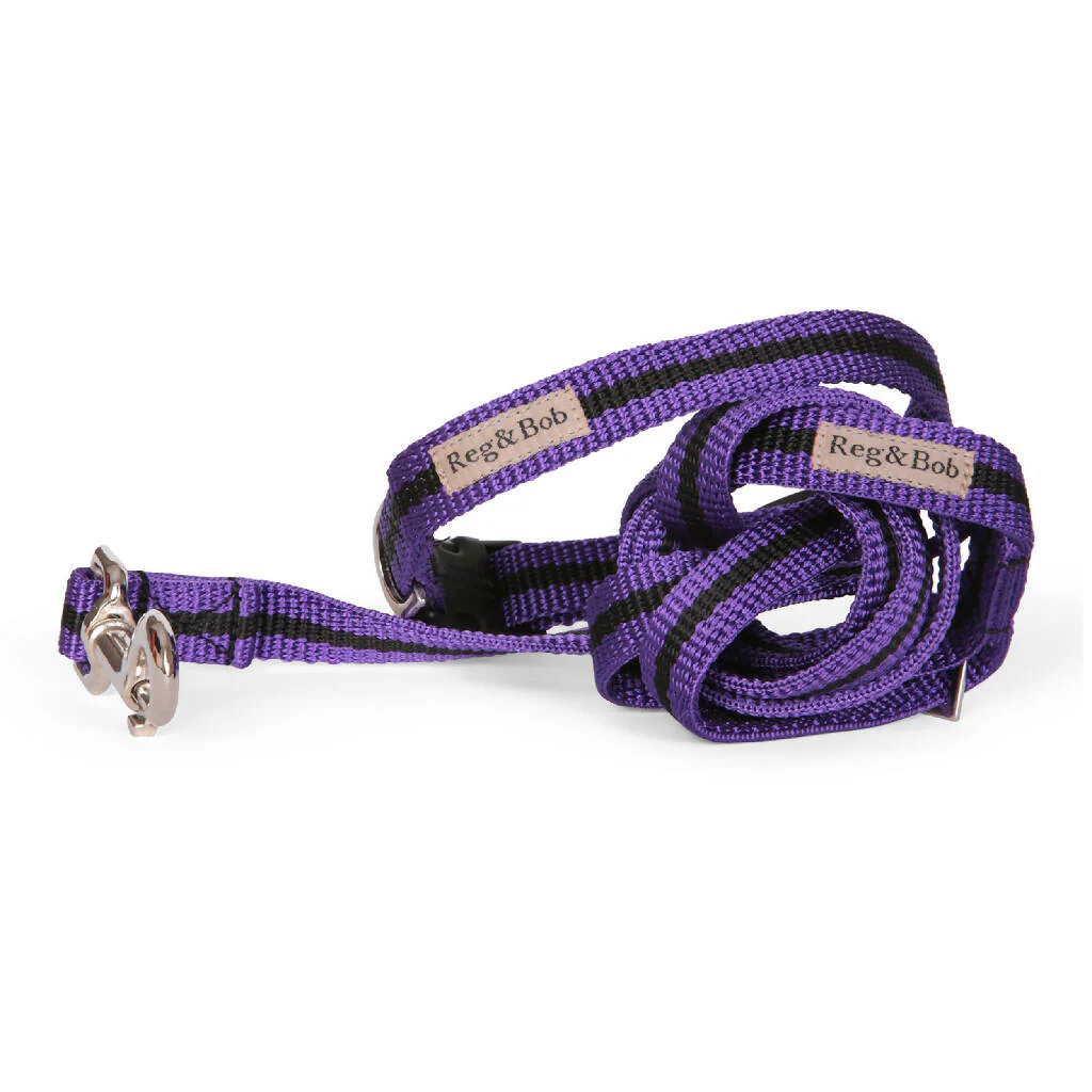 Dog Collar & Lead SET in Purple And Black Stripe - 4 sizes - Image 3