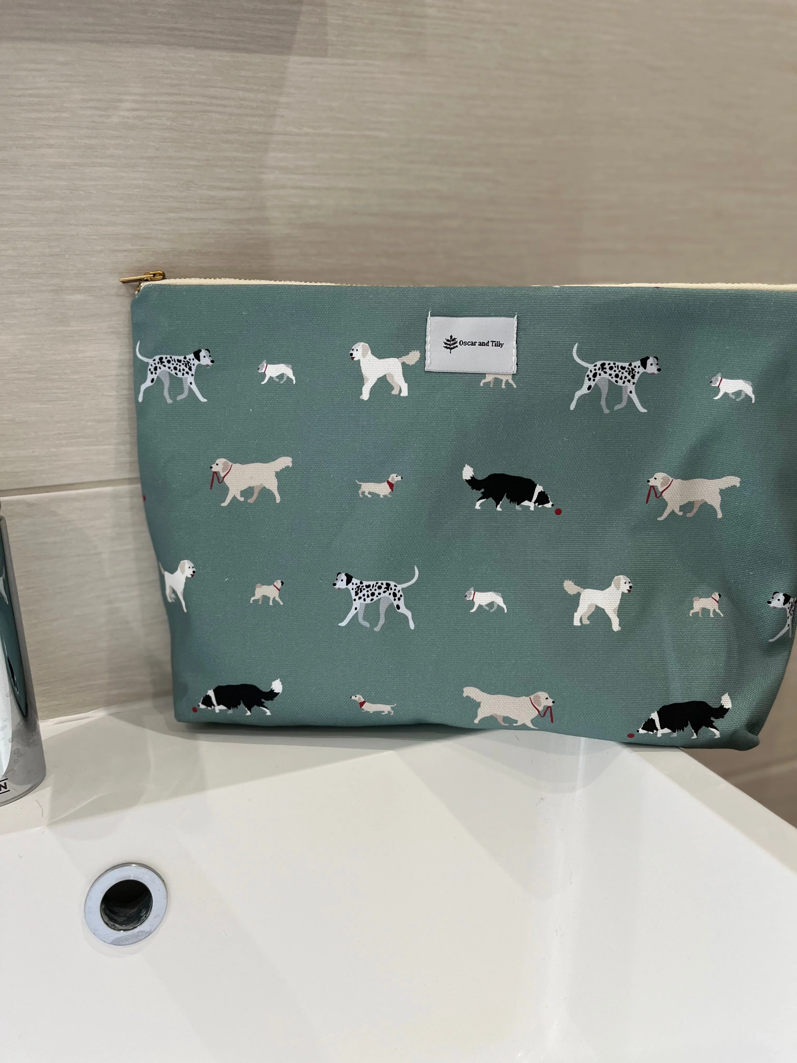 Dog Design Washbags in Sage Green or Blue - Image 2