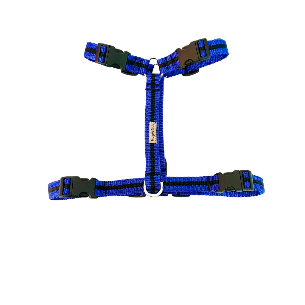 Dog Harness In Blue and Black Stripe - sizes - SMALL - S/M - M/L - Image 4