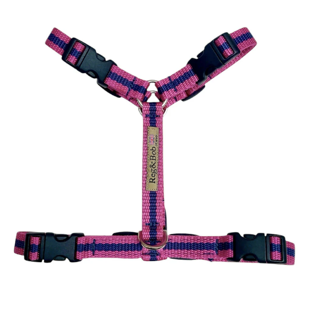 Dog Harness in Pink and Blue Stripe - sizes - SMALL - S/M - M/L - Image 4