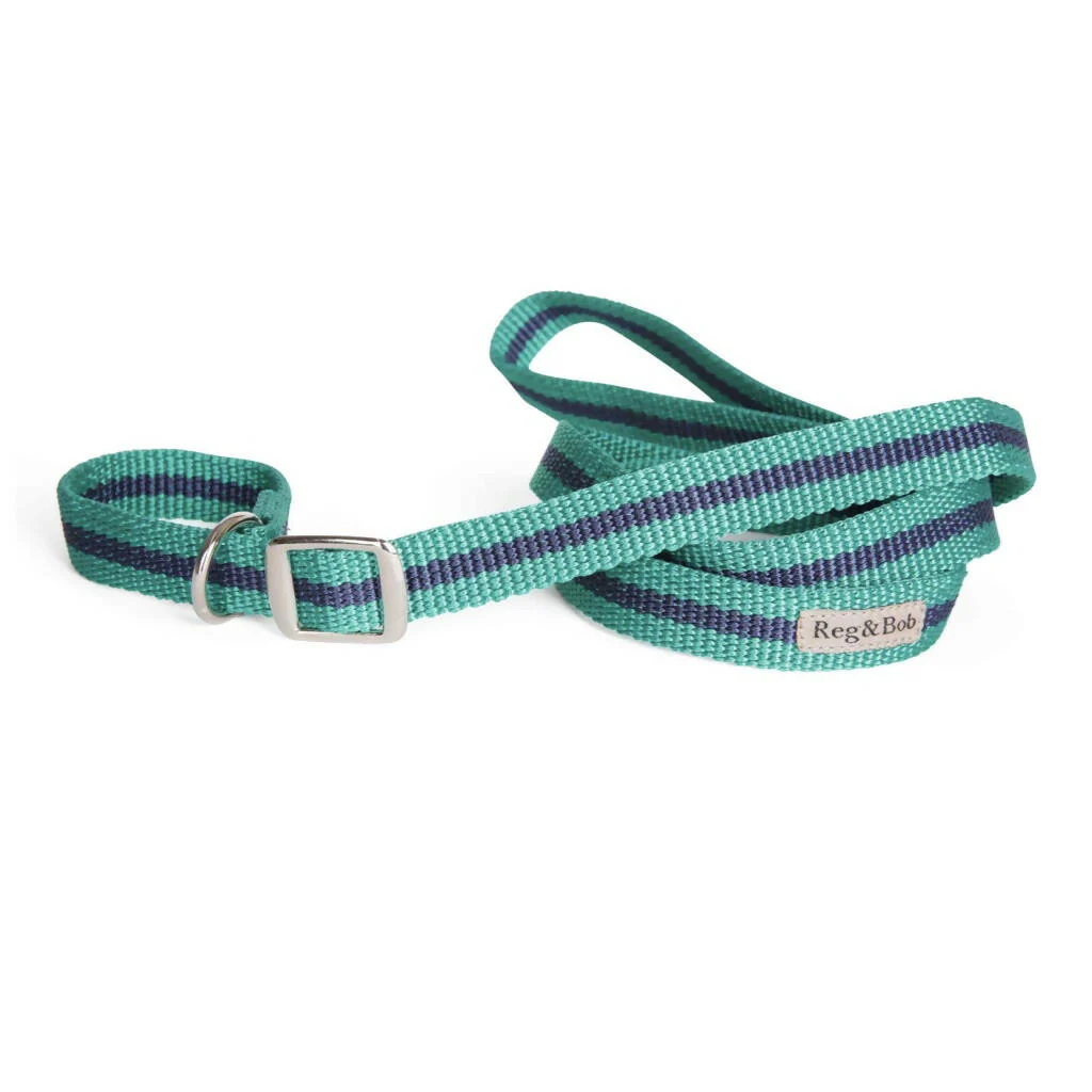 Dog Slip Lead In Teal And Navy Blue Stripe - Image 2