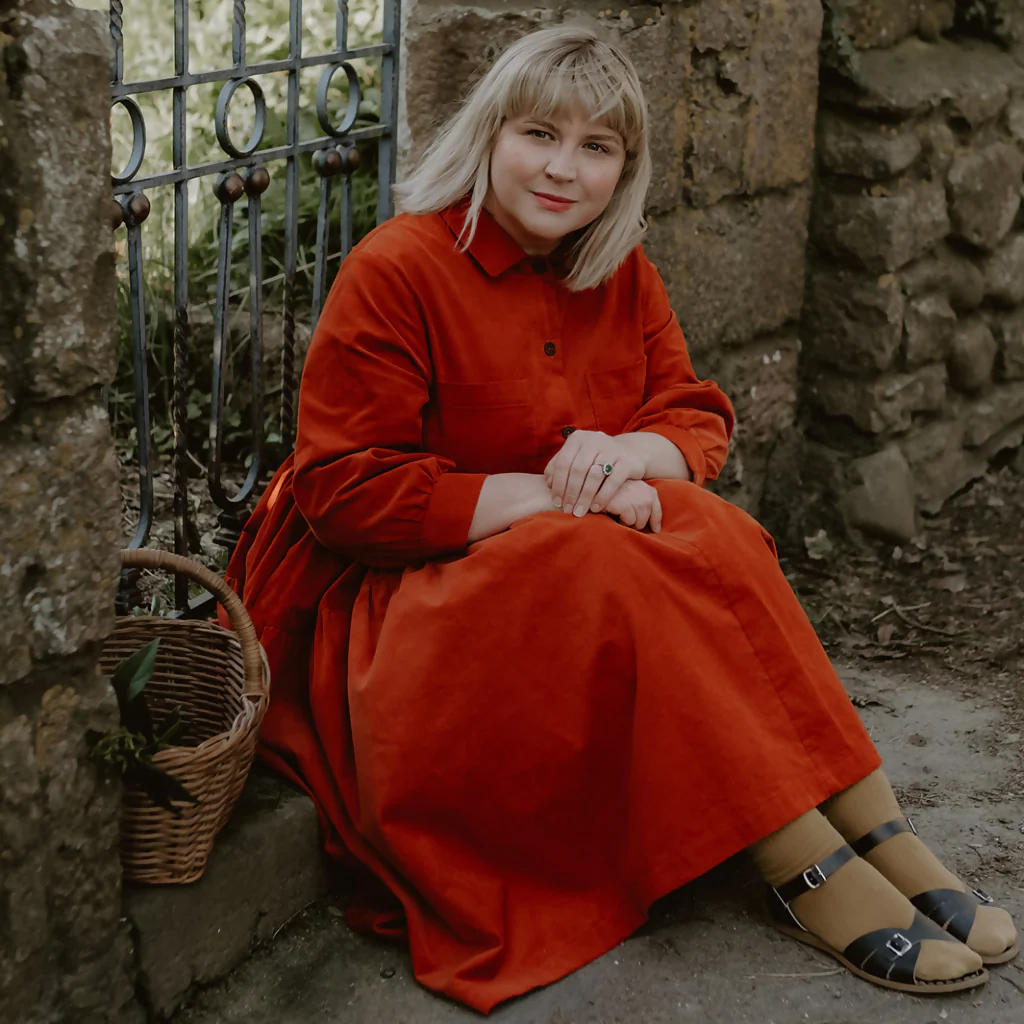 Dorothy Dress In Saffron Needlecord - Image 2