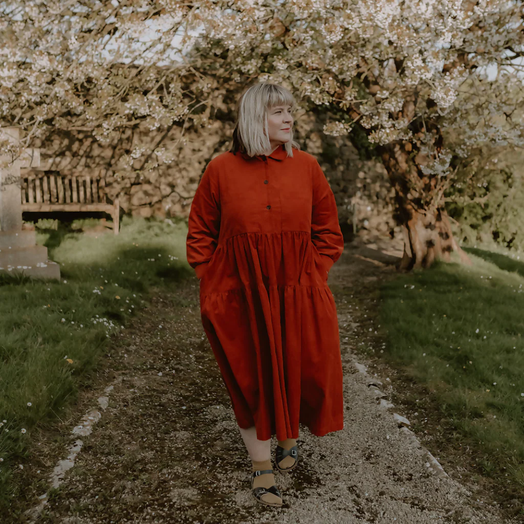 Dorothy Dress In Saffron Needlecord - Image 6