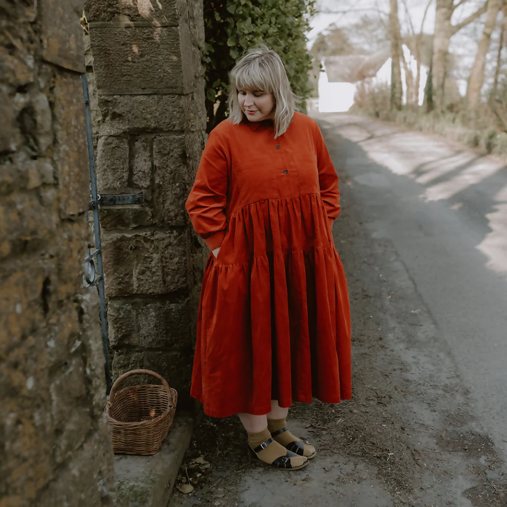 Dorothy Dress In Saffron Needlecord - Image 7