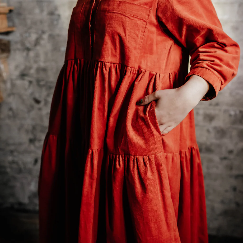 Dorothy Dress In Saffron Needlecord - Image 8