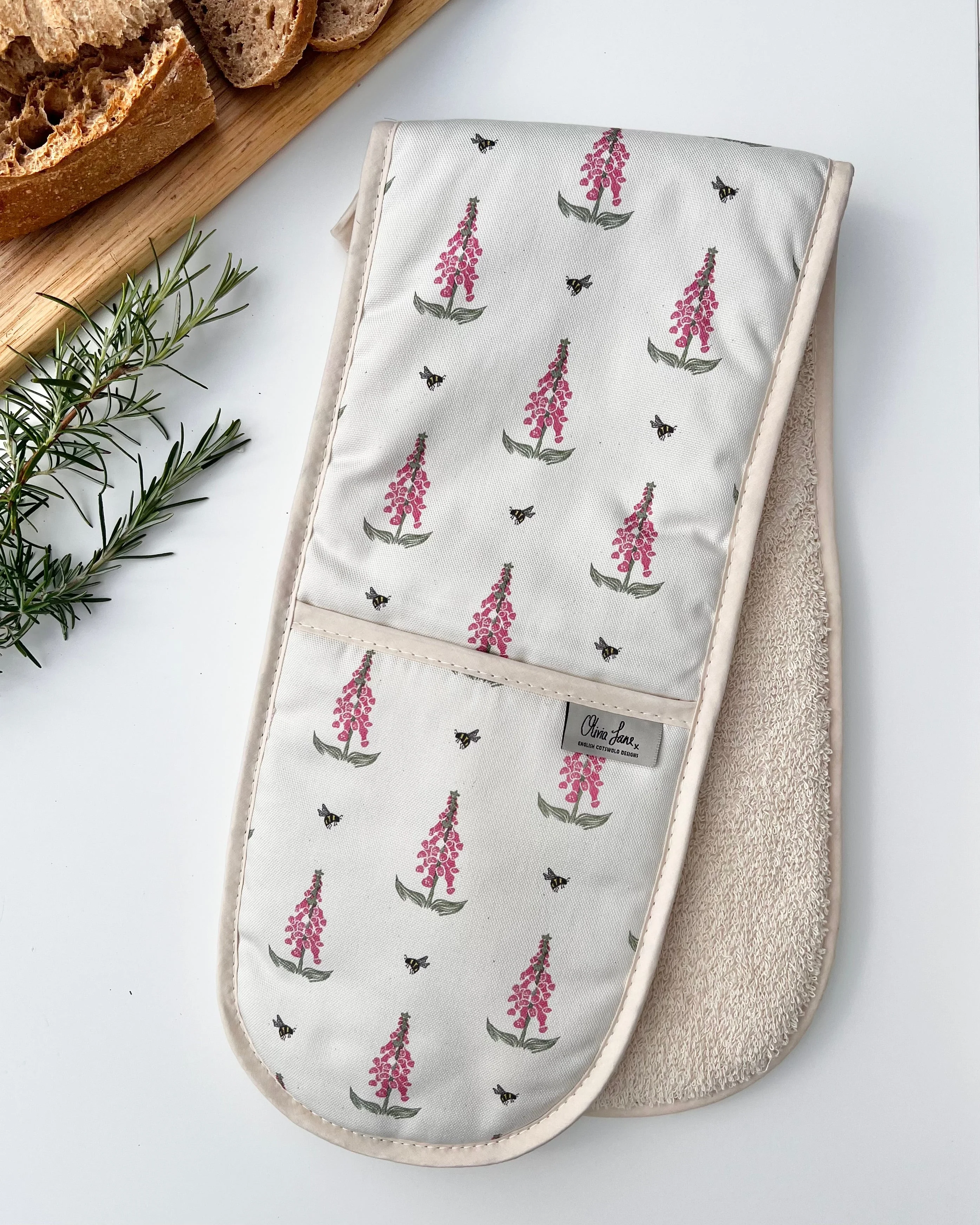 Double Oven Glove - 'Foxy lady' Foxglove