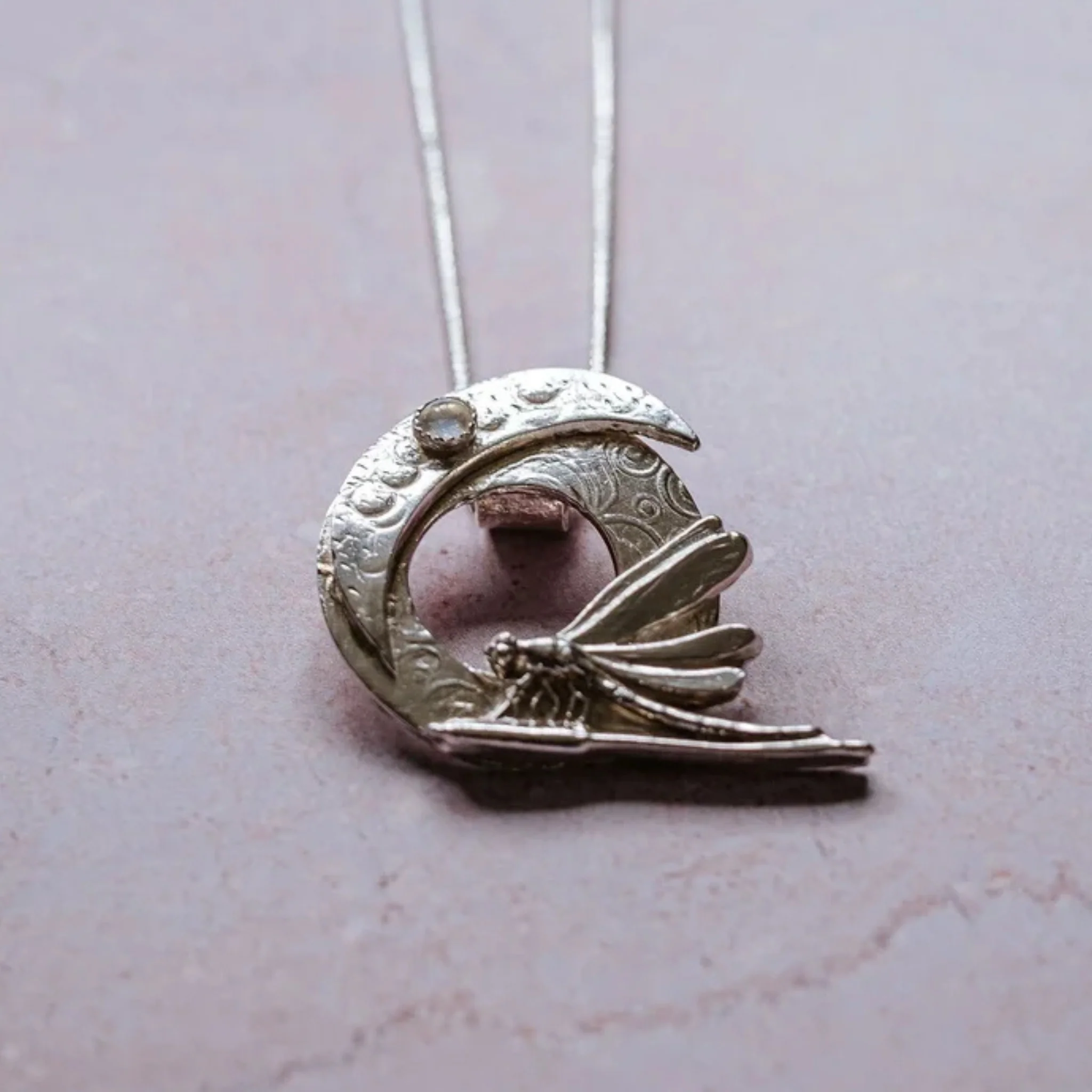 Dragonfly & Moon Pendant