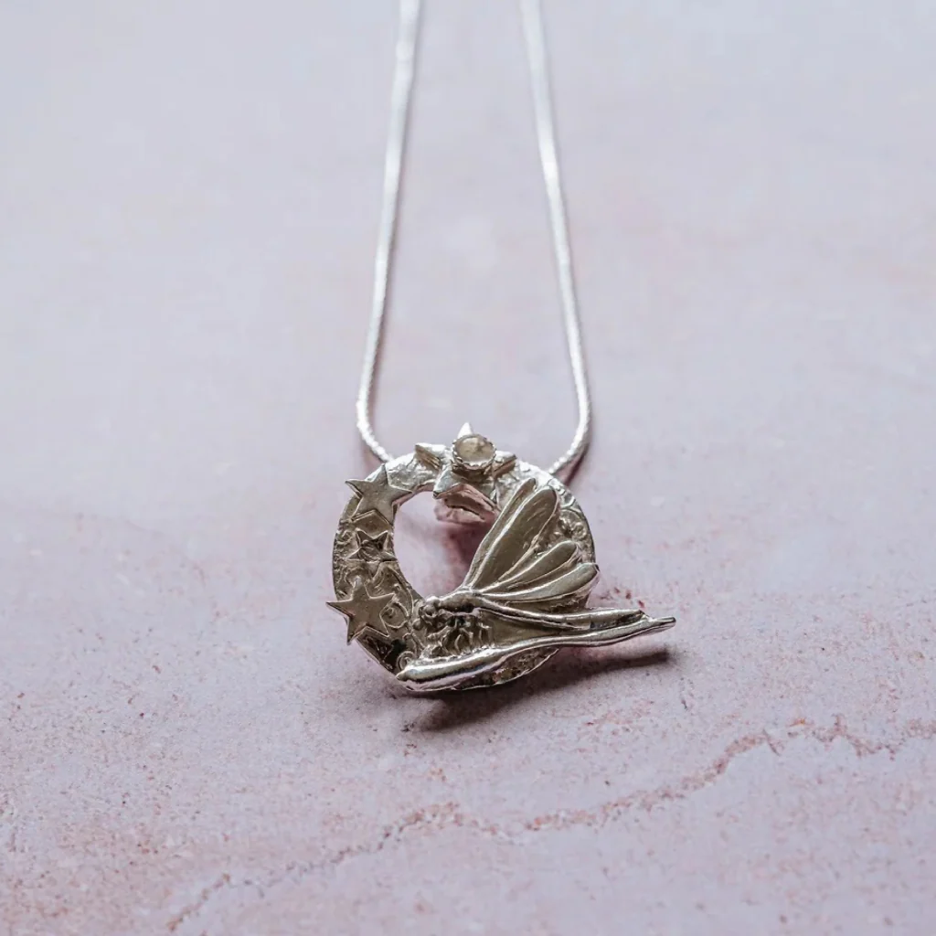 Dragonfly & Stars Moonstone Necklace - Image 2