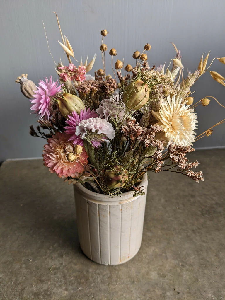 Dried Flower Bouquet In Vintage Jam Jar - Image 5