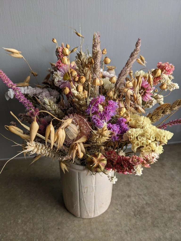 Dried Flower Bouquet In Vintage Jam Jar - Image 6