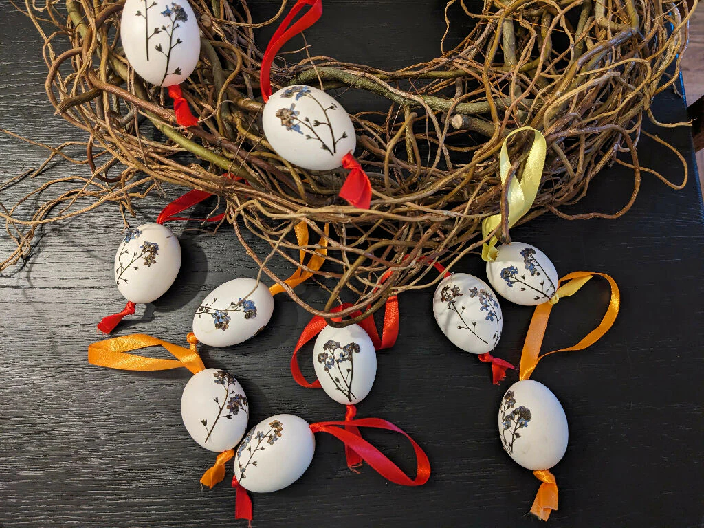 Easter Egg Shells Decorated with Pressed Flowers - Set of 6 - Image 4