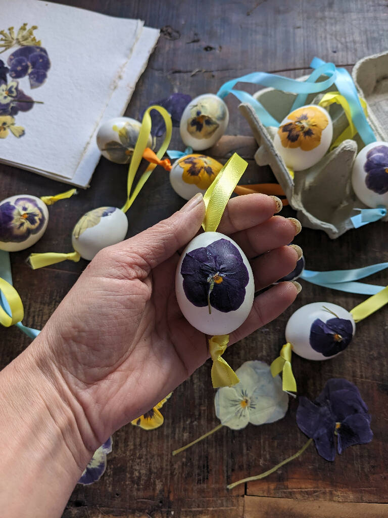 Easter Egg Shells Decorated with Pressed Flowers - Set of 6 - Image 7