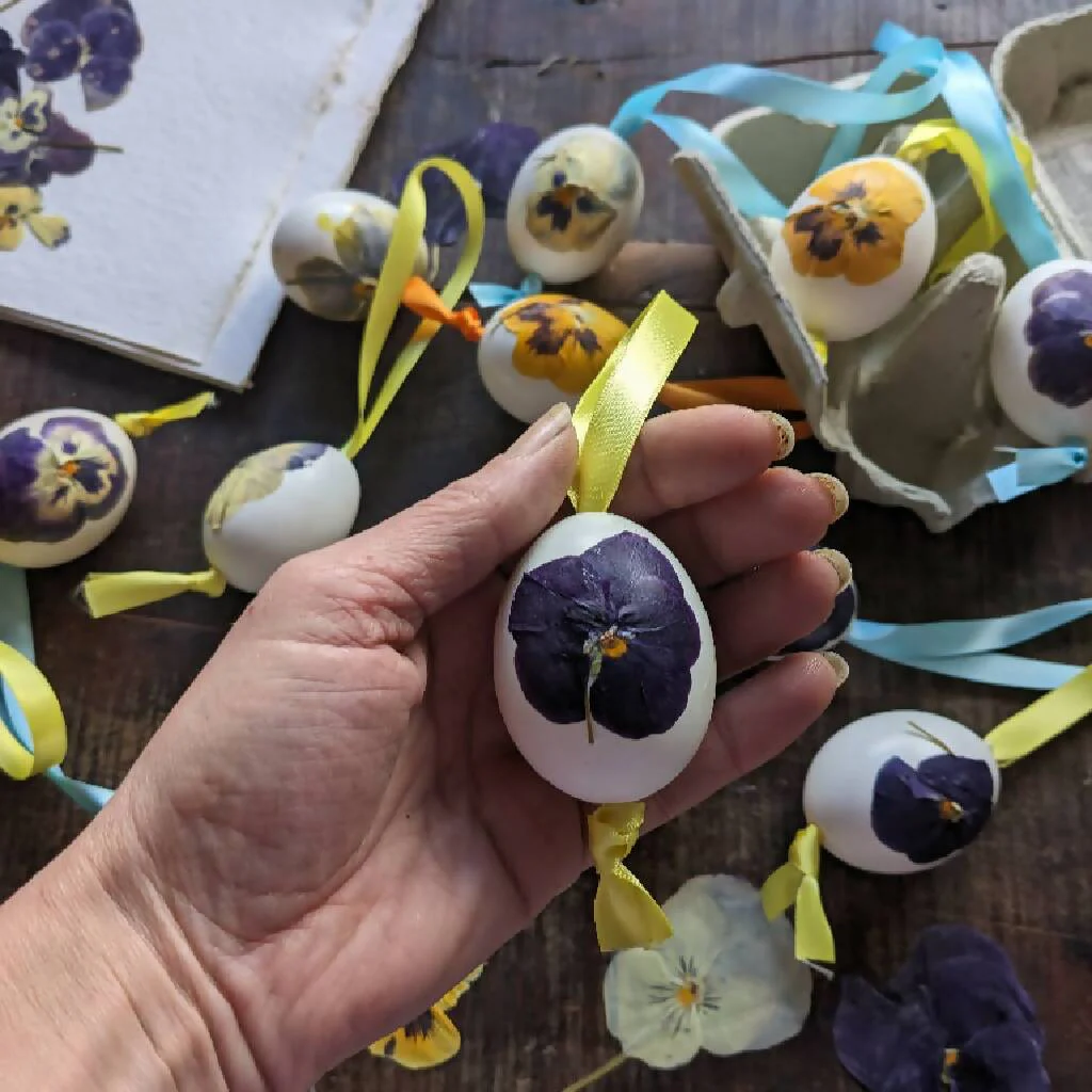 Easter Egg Shells Decorated with Pressed Flowers - Set of 6 - Image 8