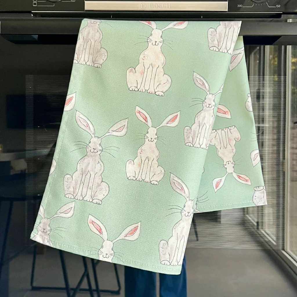Easter Hares Organic Cotton Tea Towel - Image 3