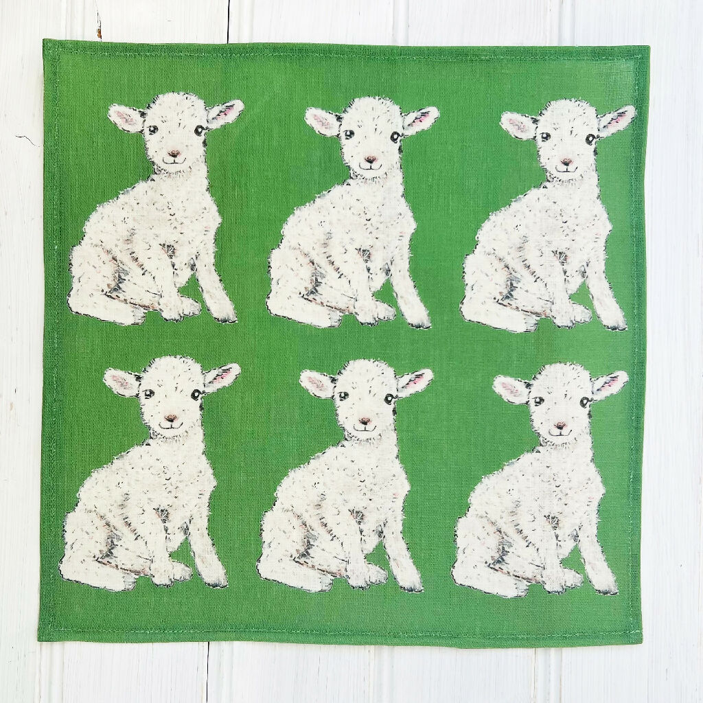 Easter Lamb Linen Napkins - Image 3