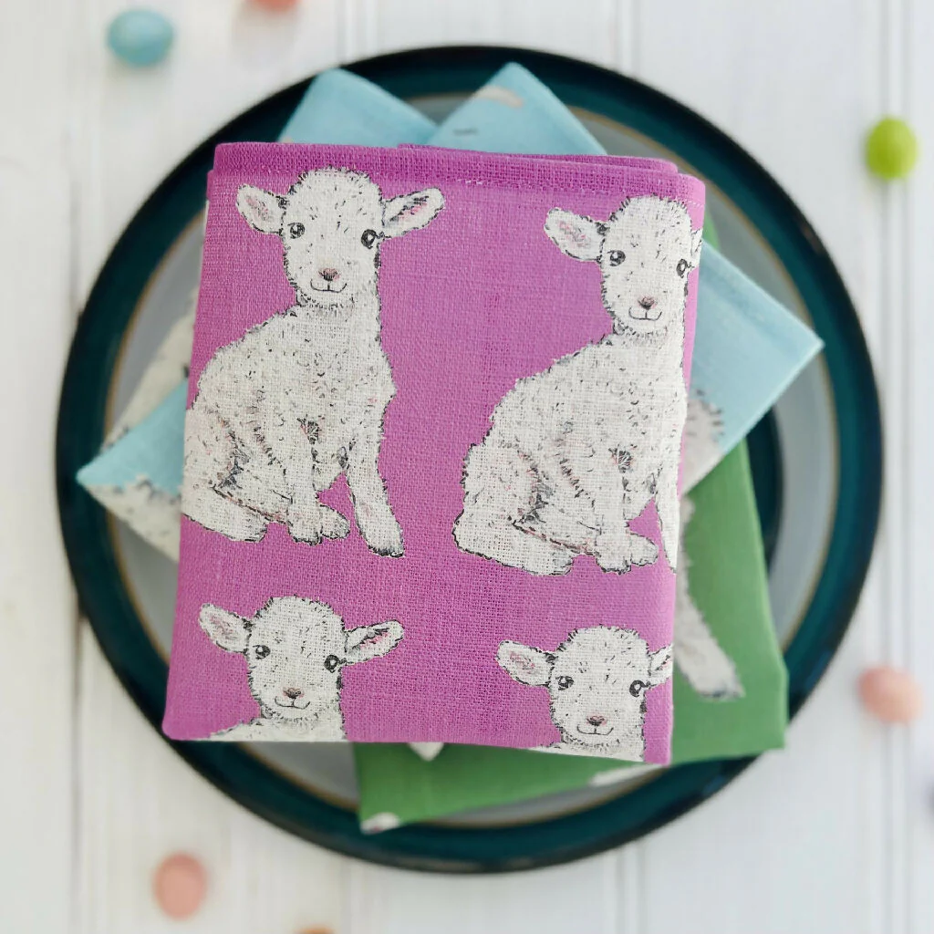 Easter Lamb Linen Napkins - Image 5