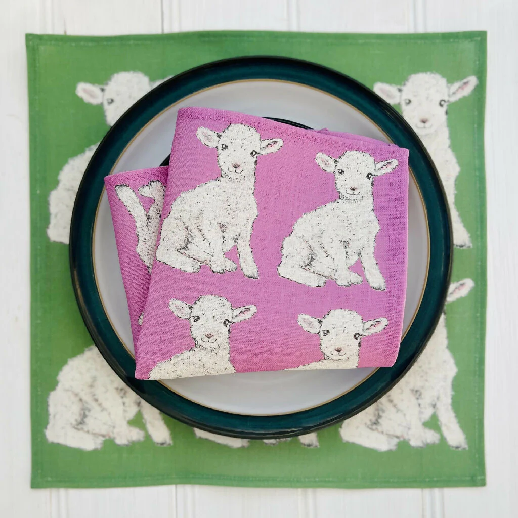 Easter Lamb Linen Napkins - Image 6