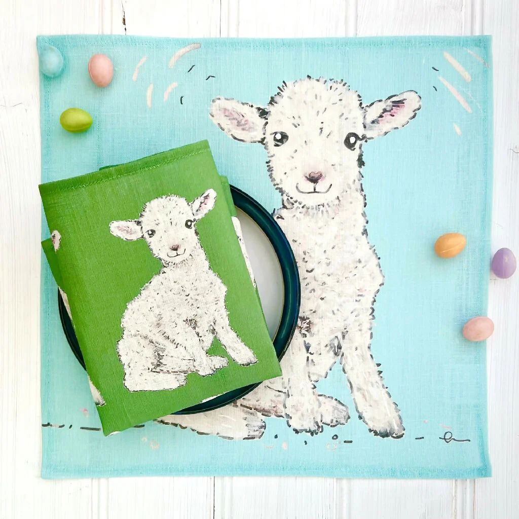 Easter Lamb Linen Napkins - Image 7