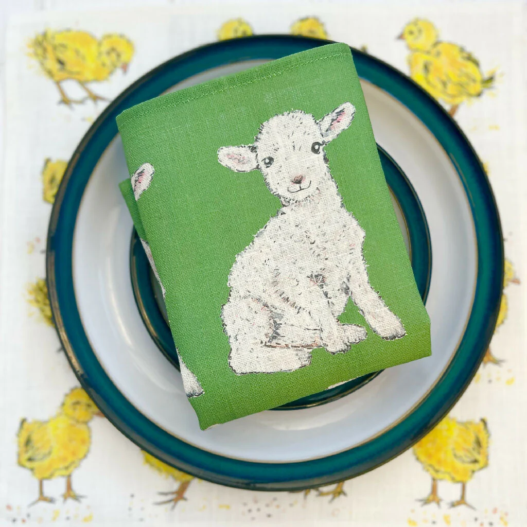 Easter Lamb Linen Napkins - Image 8