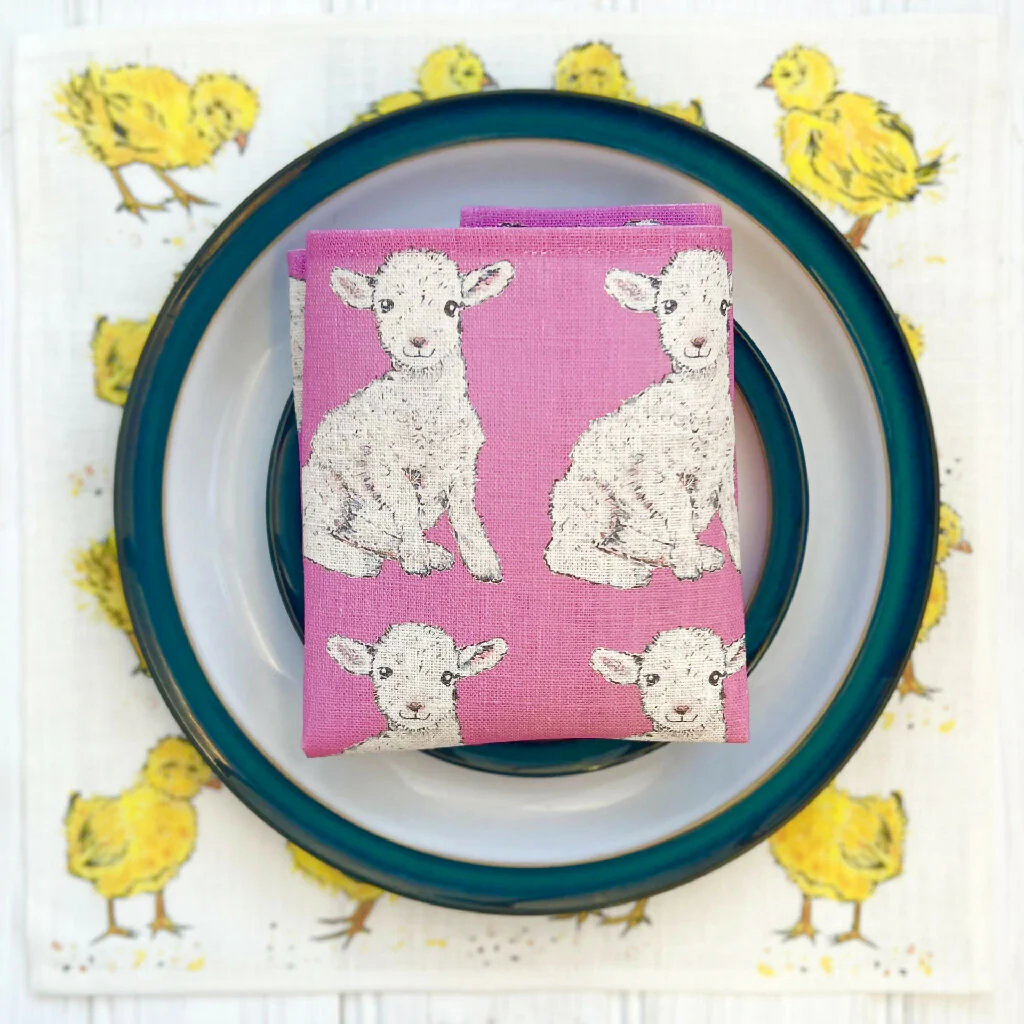 Easter Lamb Linen Napkins - Image 9