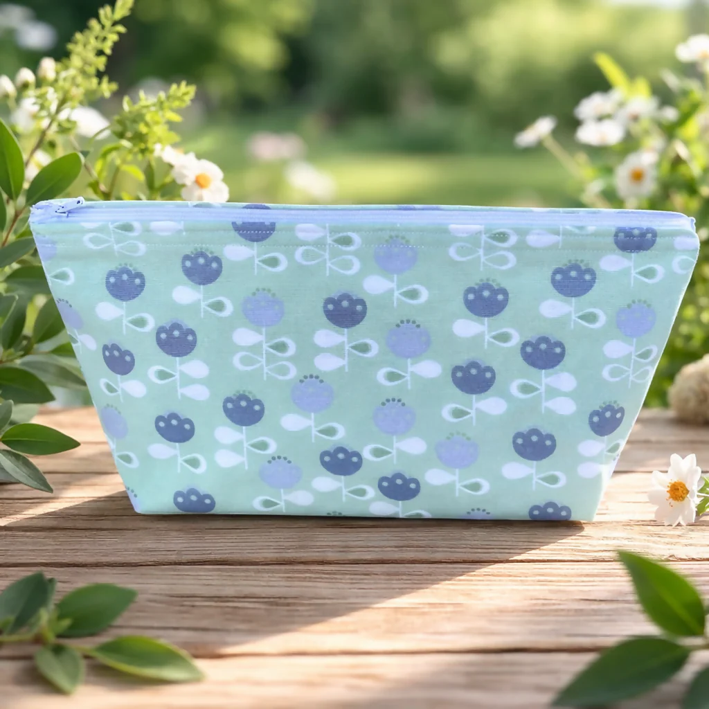 Eco-Friendly Handmade Washbag – Green Scandi Flower Design