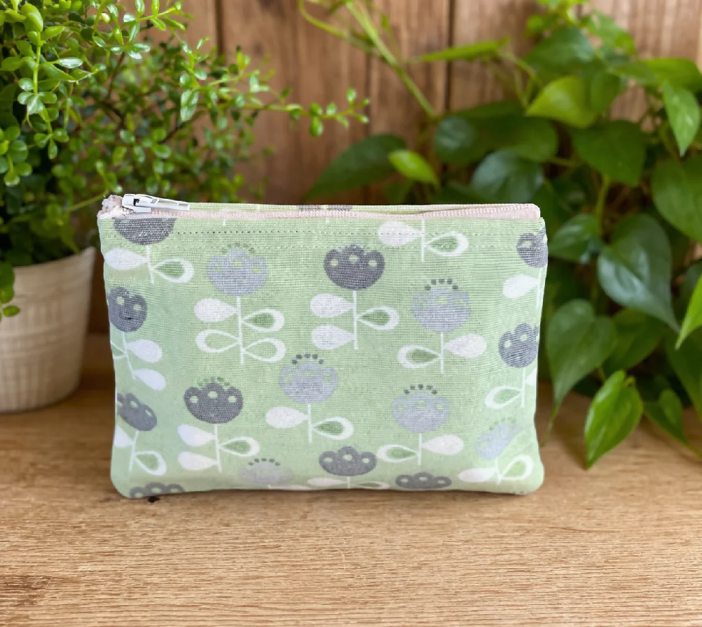 Eco-Friendly Handmade Washbag – Green Scandi Flower Design