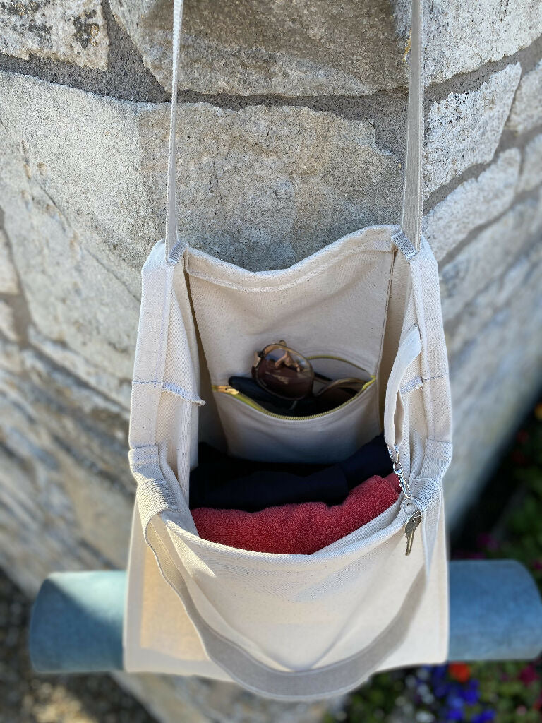 Eco-Friendly Handmade Yoga Bag – Organic Cotton Cream - Image 2