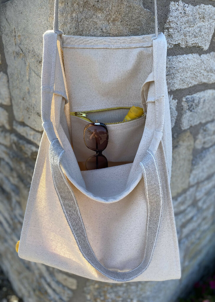 Eco-Friendly Handmade Yoga Bag – Organic Cotton Cream - Image 5