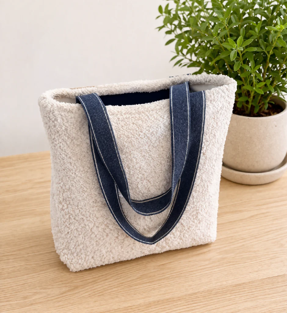 Eco-Friendly White Sherpa Tote Bag – Handmade & Stylish