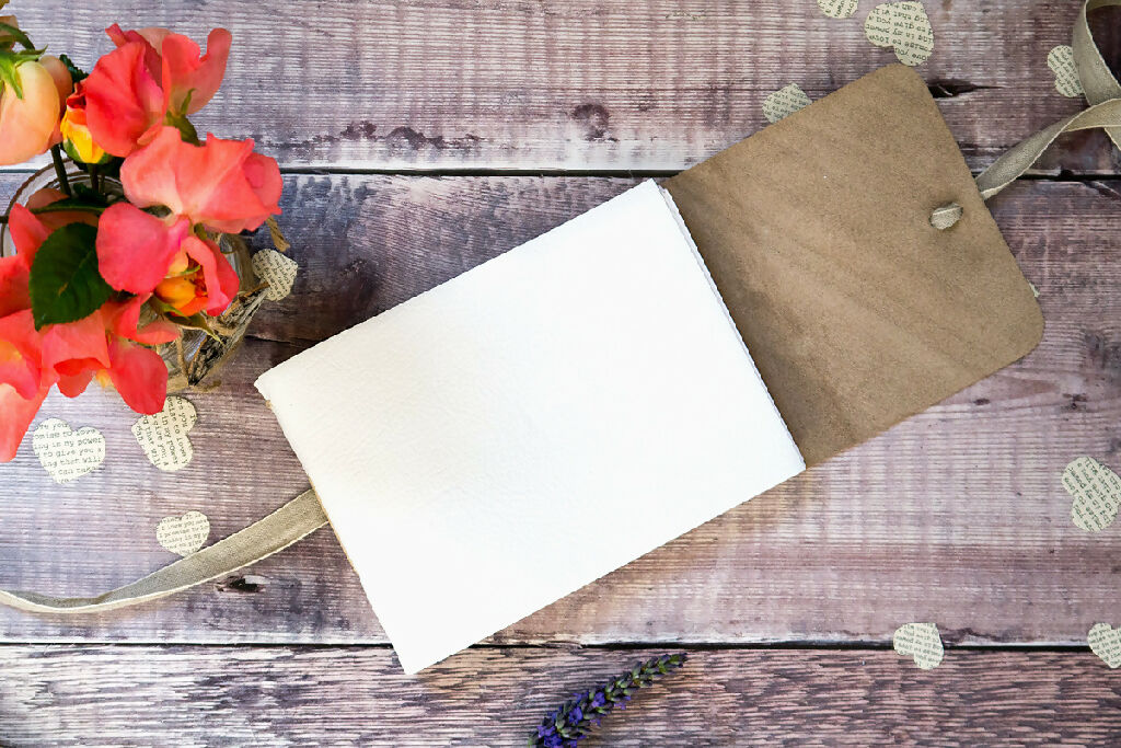 Eco Wedding Guest Book in White and Natural - Image 5