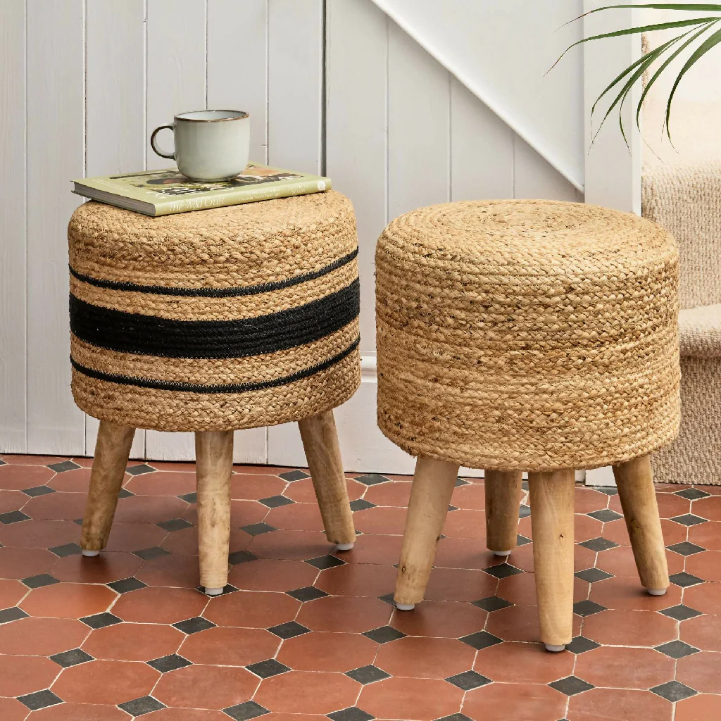 EcoBlend Jute Footstool Striped - Image 3