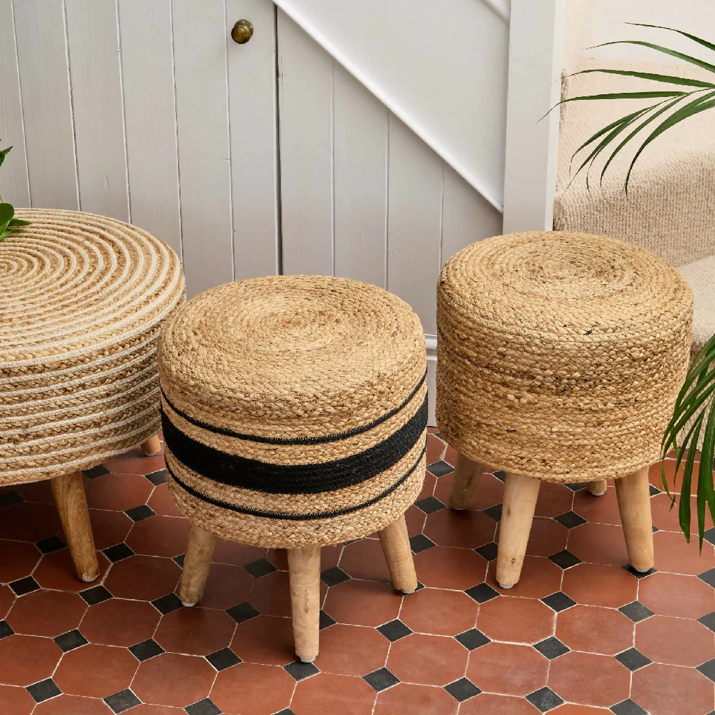 EcoBlend Jute Footstool Striped - Image 4