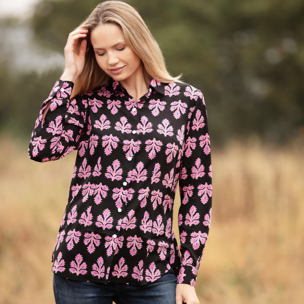 Chelsea Shirt In Black & Pink Thistle
