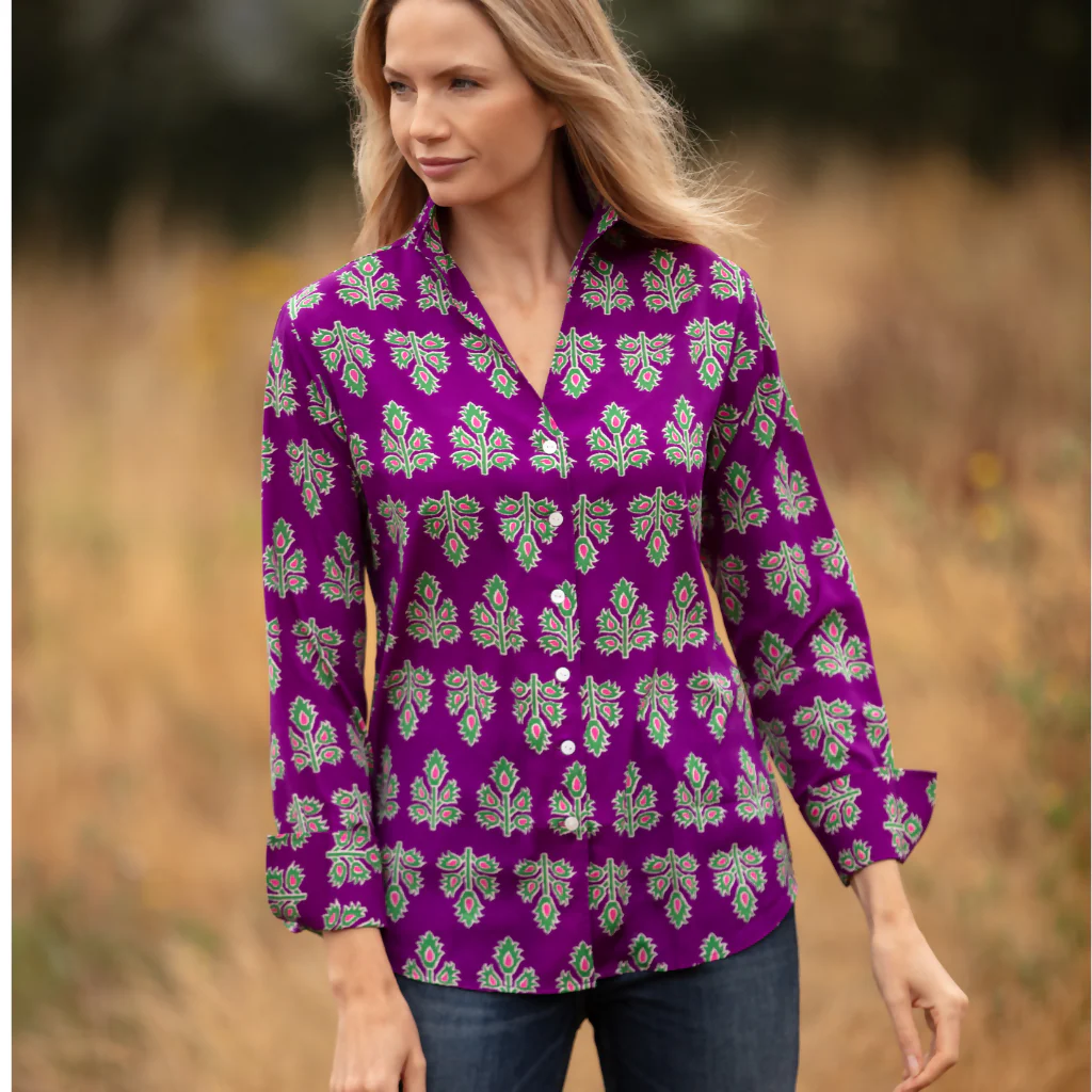 Chelsea Shirt In Violet & Green Thistle - Image 2