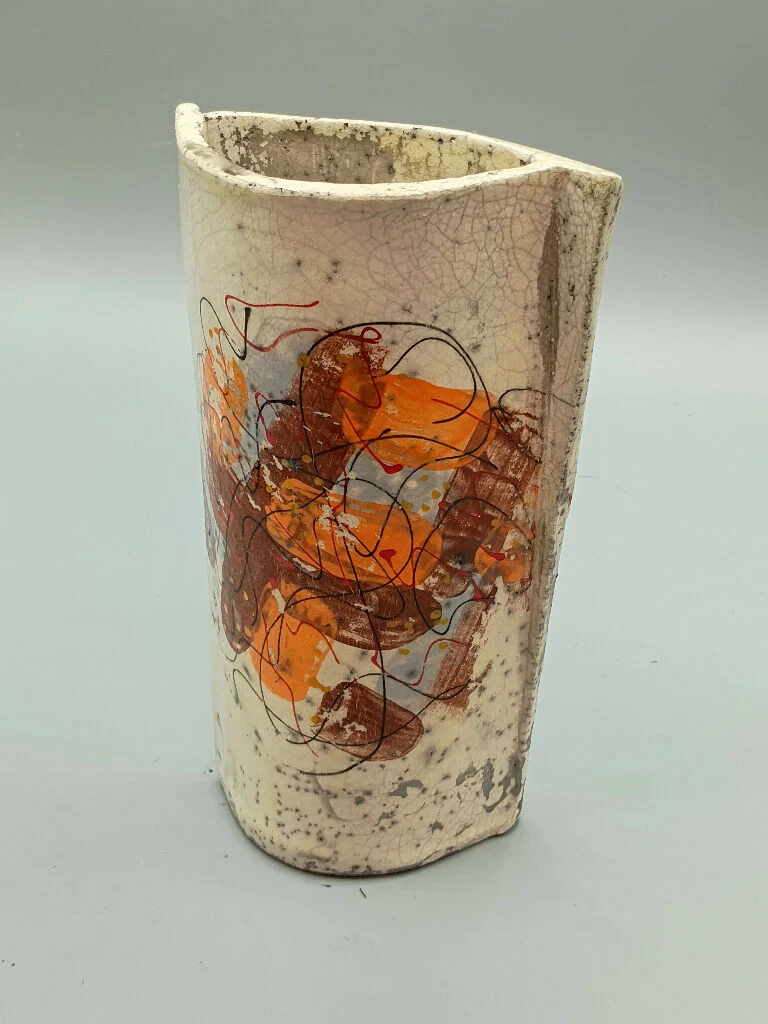 Ember Dance – Abstract Raku Vase - Handmade Raku Pottery - Image 2