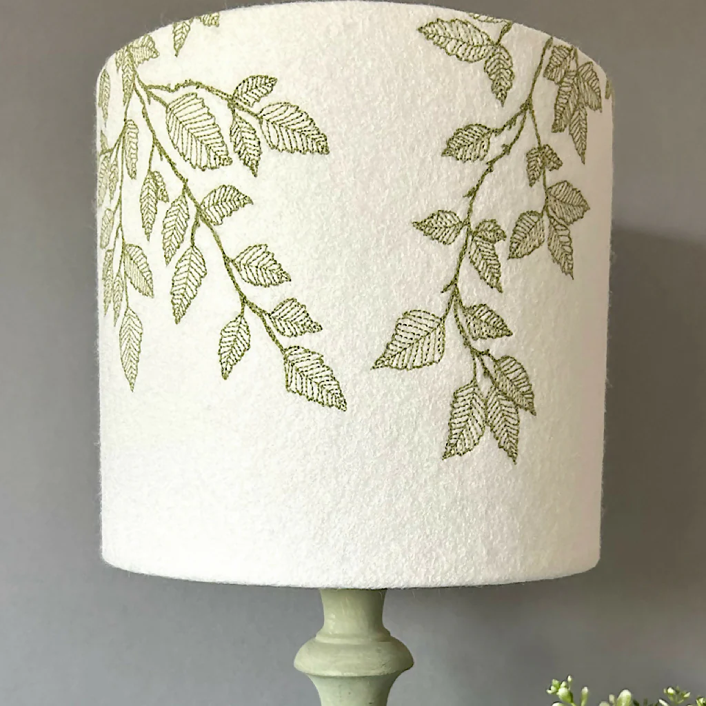 Embroidered Beech Leaves Lampshade