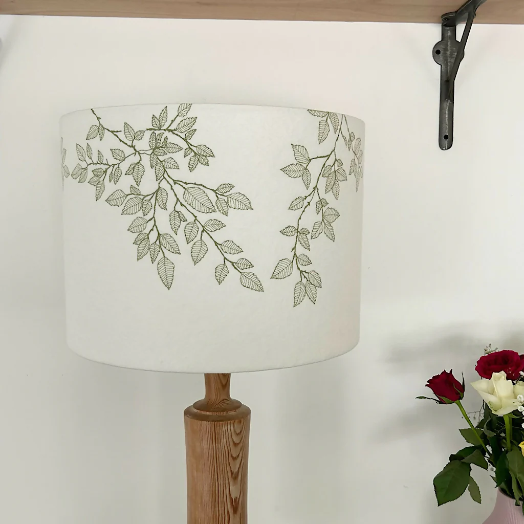 Embroidered Beech Leaves Lampshade - Image 2
