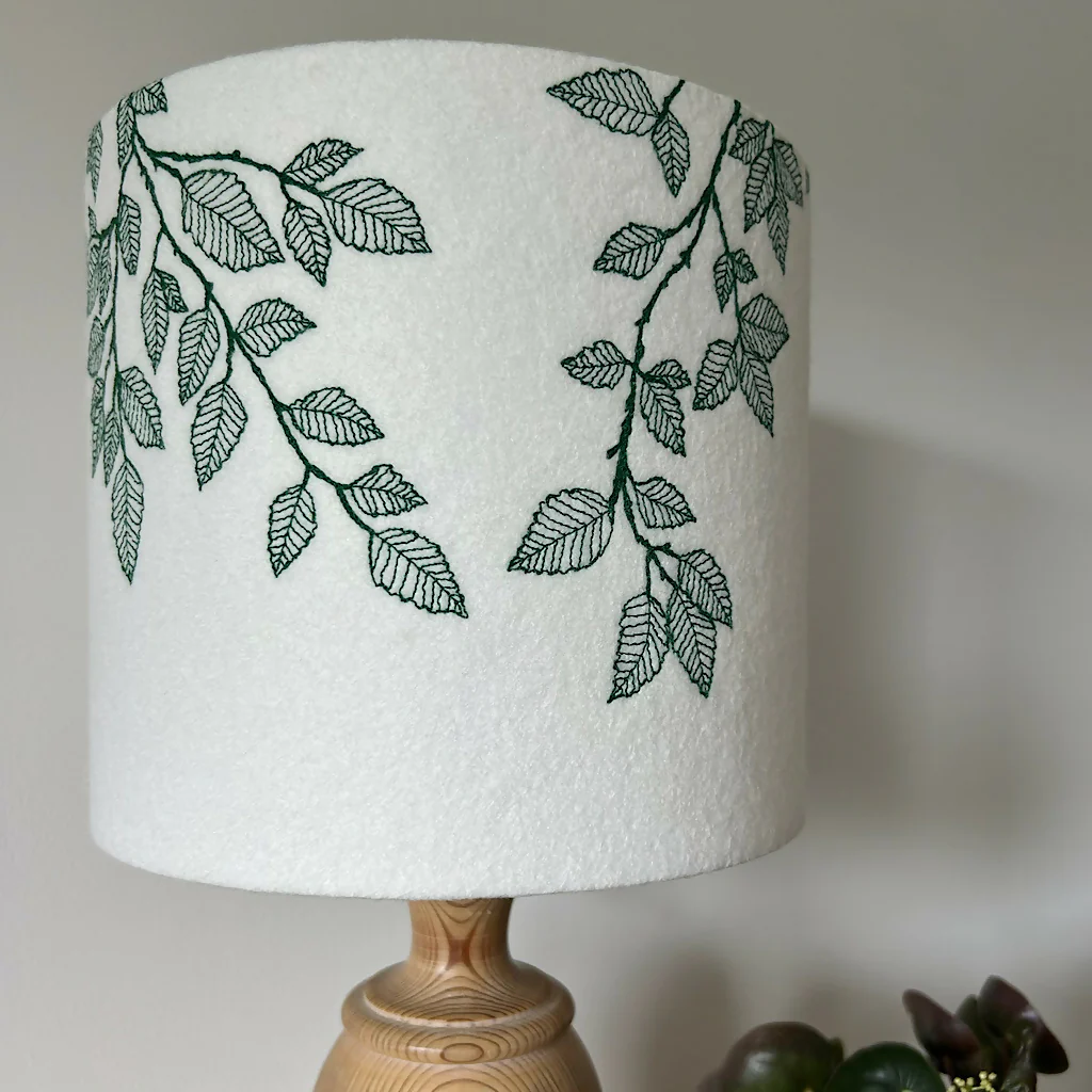 Embroidered Beech Leaves Lampshade - Image 3