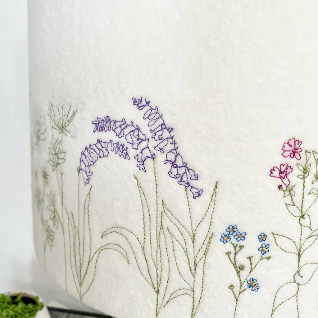 Embroidered Cornish Hedgerow Lampshade