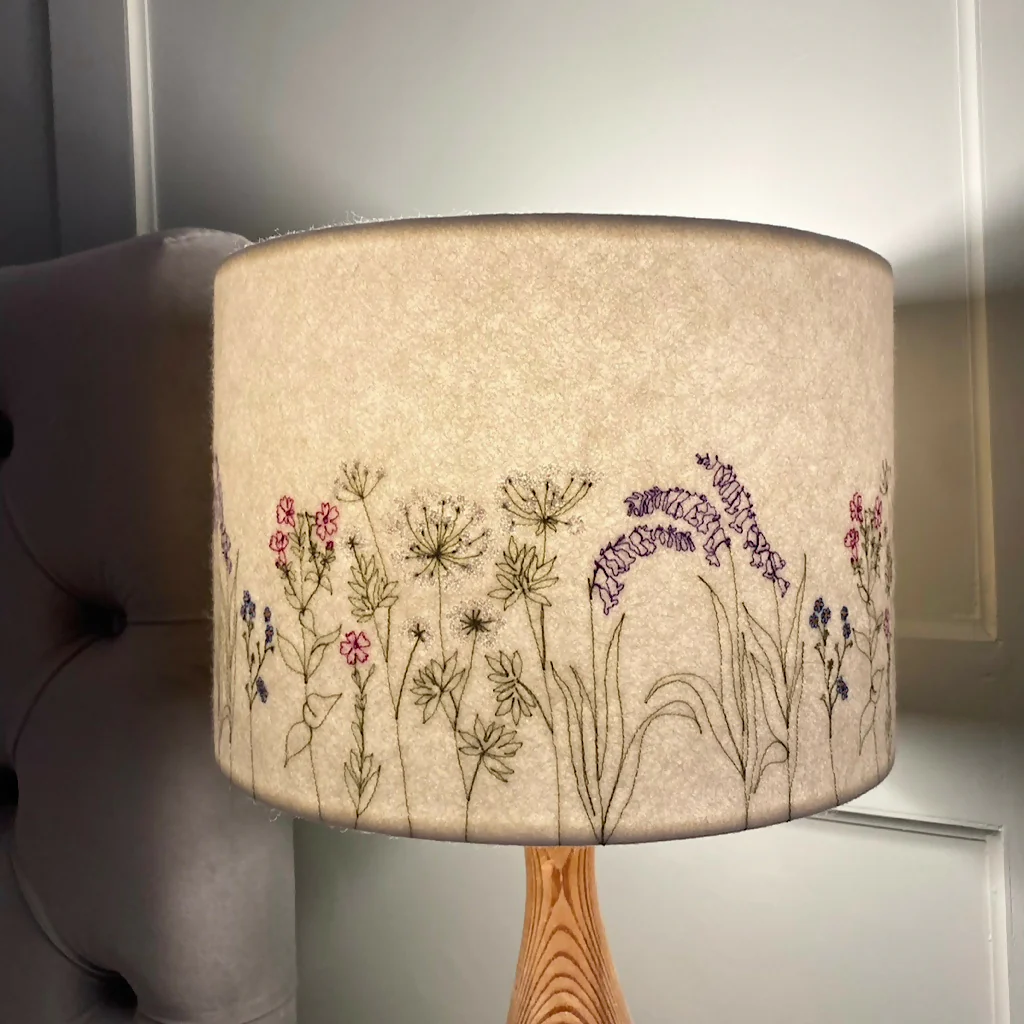 Embroidered Cornish Hedgerow Lampshade - Image 3