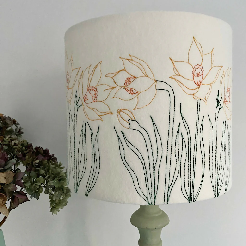 Embroidered Daffodil Lampshade - Image 2