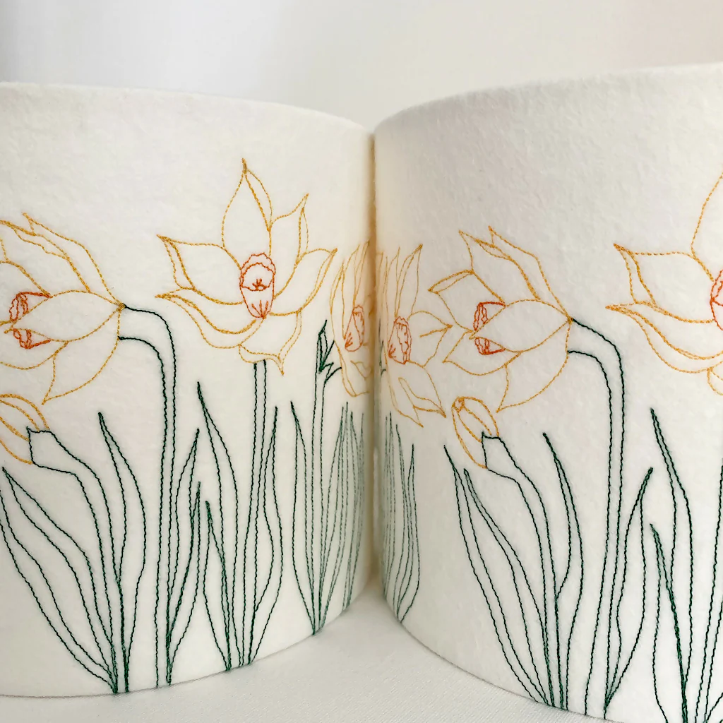 Embroidered Daffodil Lampshade - Image 3