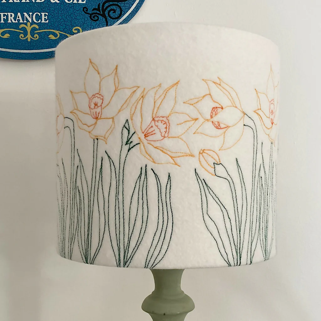 Embroidered Daffodil Lampshade - Image 4