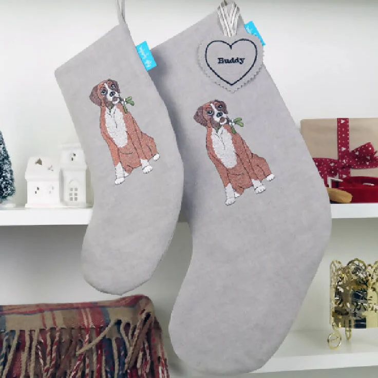 Embroidered Dog Christmas Stocking - Twelve Breeds Available - Image 7