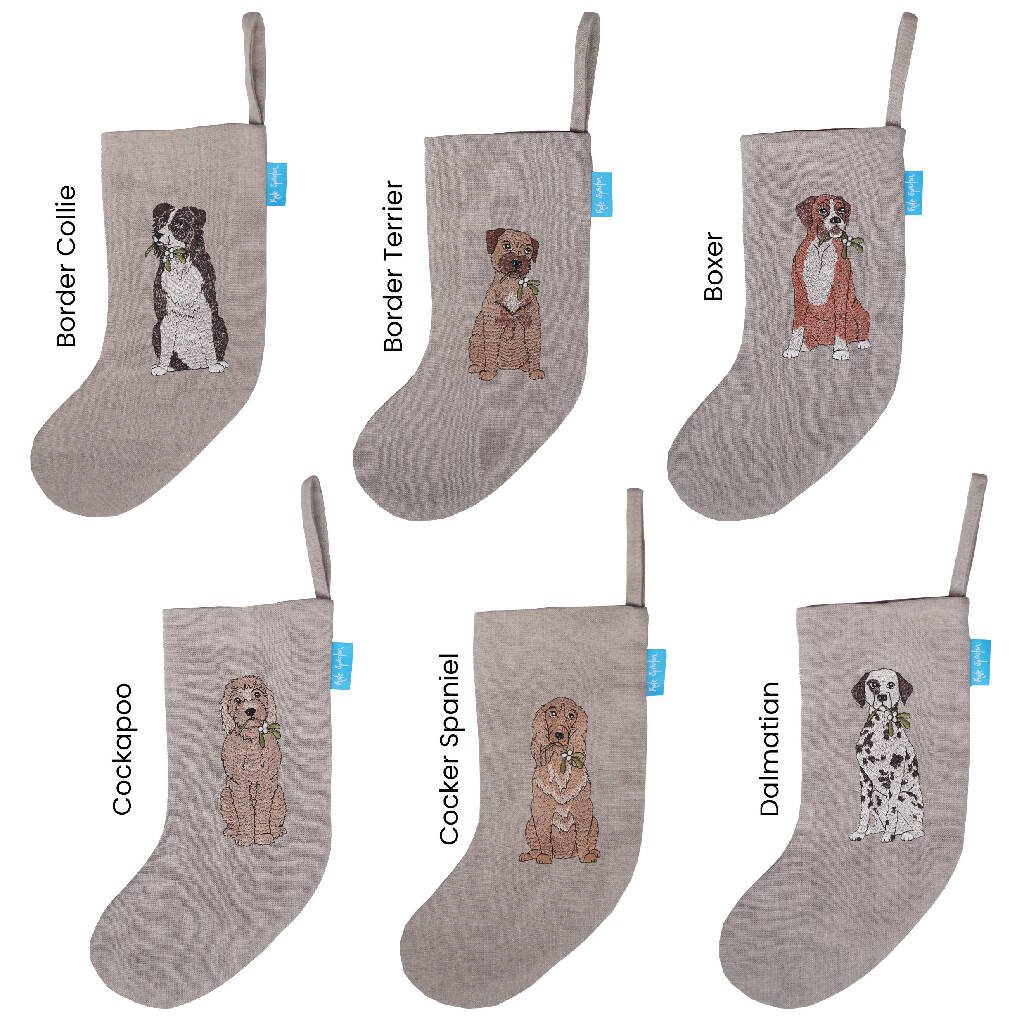 Embroidered Dog Christmas Stocking - Twelve Breeds Available - Image 9