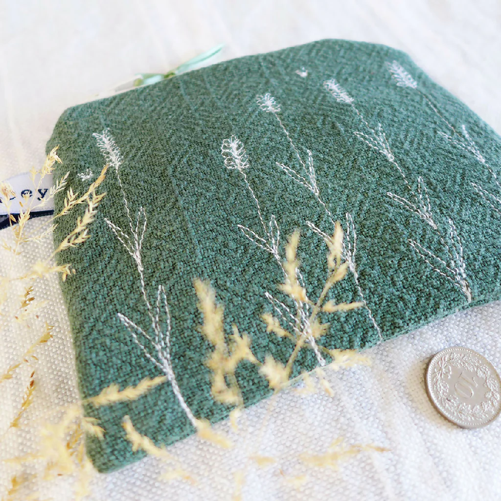Embroidered Forest Green Lavender Purse - Image 2