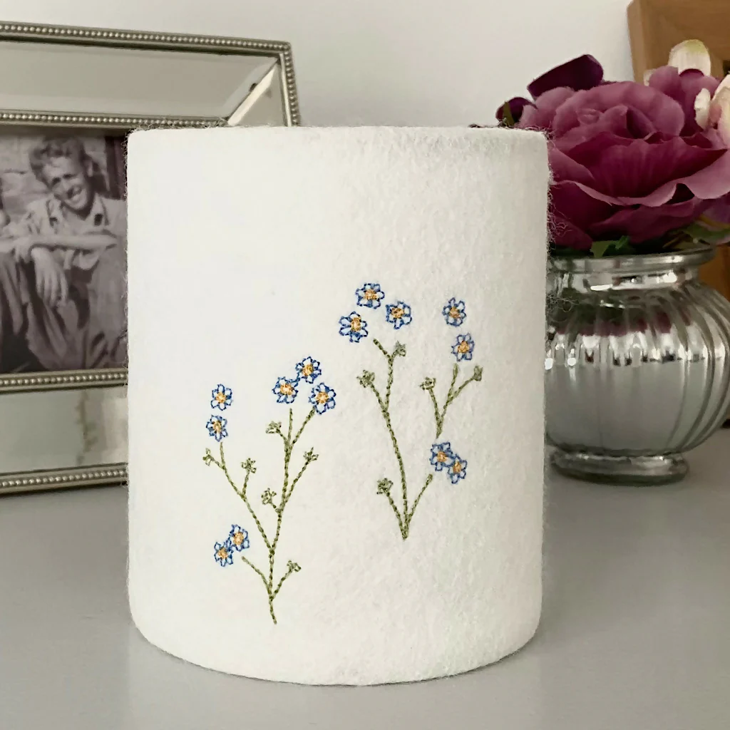 Embroidered Forget-me-not Lantern